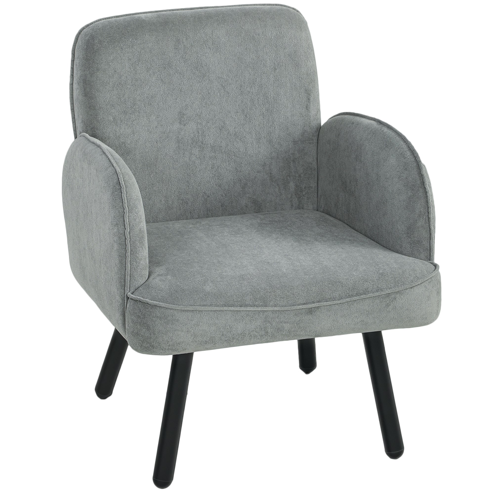 Lounge Chair Velvet Upholstered Armchair with Spring Cushion for Living Room Bedroom Grey