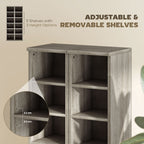 Set of 2 CD Media Display Shelf Unit Tower Rack with Adjustable Shelves, Distressed Grey
