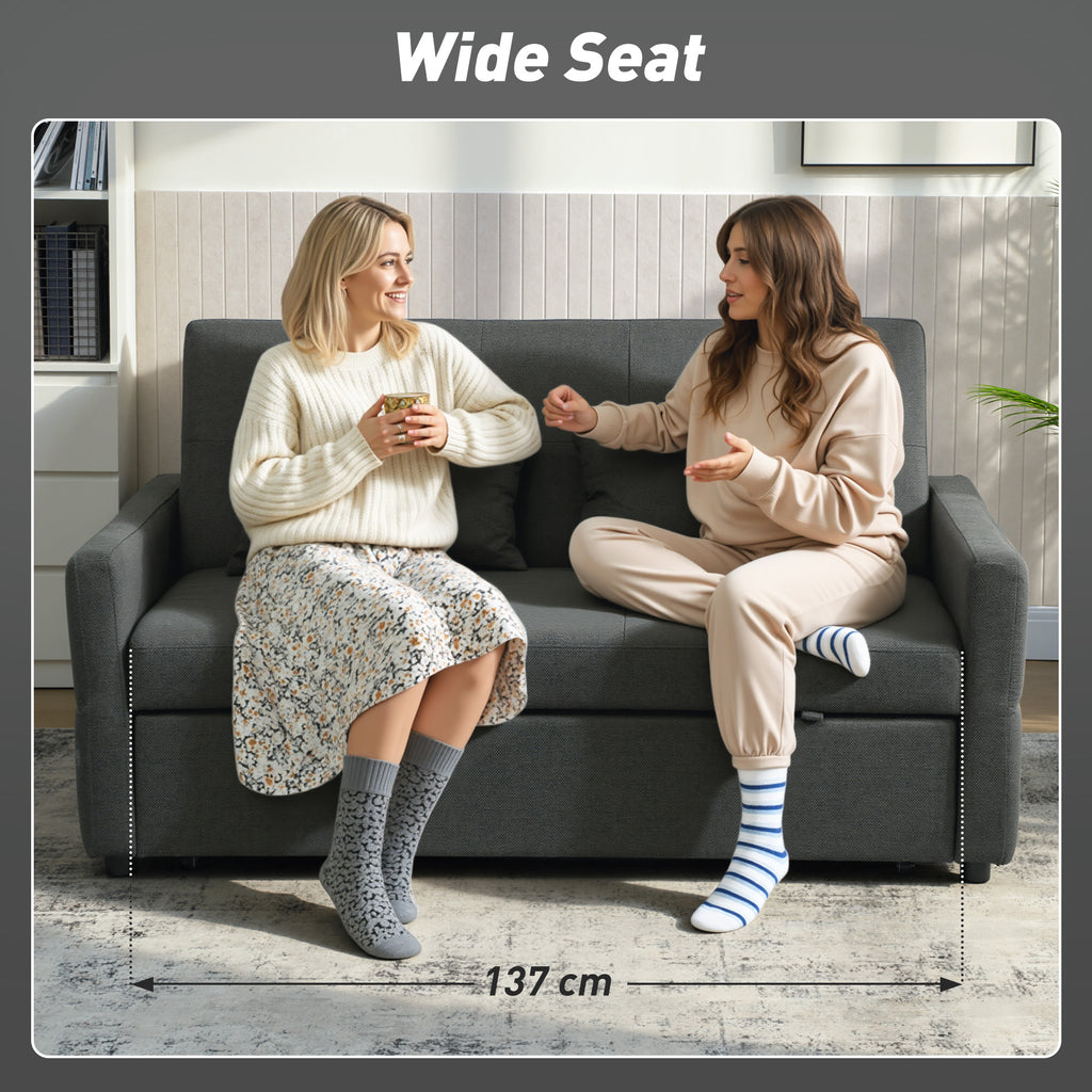 Three-Way Two-Seater Sofa Bed - Charcoal Grey