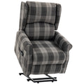 Power Lift Recliner Chair with Vibration Massage, Heat, Checked Lift Chair with Remote, Side Pockets, Grey