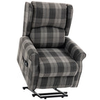 Power Lift Recliner Chair with Vibration Massage, Heat, Checked Lift Chair with Remote, Side Pockets, Grey