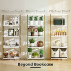 5-Tier Bookshelf, Modern Bookcase with Metal Frame - White and Gold Tone