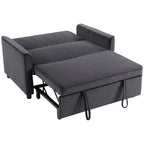 2 Seater Sofa Bed, 3-in-1 Convertible Pull Out Sleeper Sofa with Click-Clack Adjustable Backrest, Dark Grey