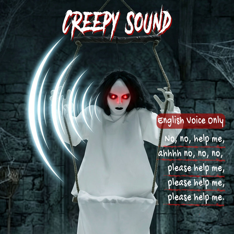 170cm Animated Hanging Swing Ghost with Glowing Eyes & Sound – image 7 of 9