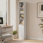 Bookcase Adjustable Shelf Bookshelf Anti-Tip Hardware 6-Tier Storage Cabinet White Wood Effect