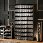 835 CD/500 DVD Storage Unit, Blu-ray Media Storage Shelf with 27 Compartments and 21 Adjustable Shelves, Black