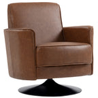 Upholstered Swivel Accent Chair with Pocket Spring Seat Support and 20cm Thick Padding, Brown