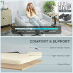 2 Seater Sofa Bed, 3-in-1 Convertible Sleeper Sofa with Click-clack Adjustable Backrest and 2 Pillows, Light Grey