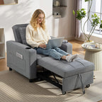 3-in-1 Single Sofa Bed, Convertible Sleeper Chair Bed - Dark Grey