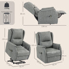 Power Lift Recliner Chair, Dual Motor Electric Lift Chair for Elderly with Remote Control, Grey