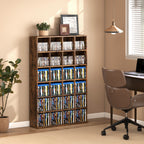 CD Storage Unit with Adjustable Shelves, 89 x 130.5 cm, Rustic Brown