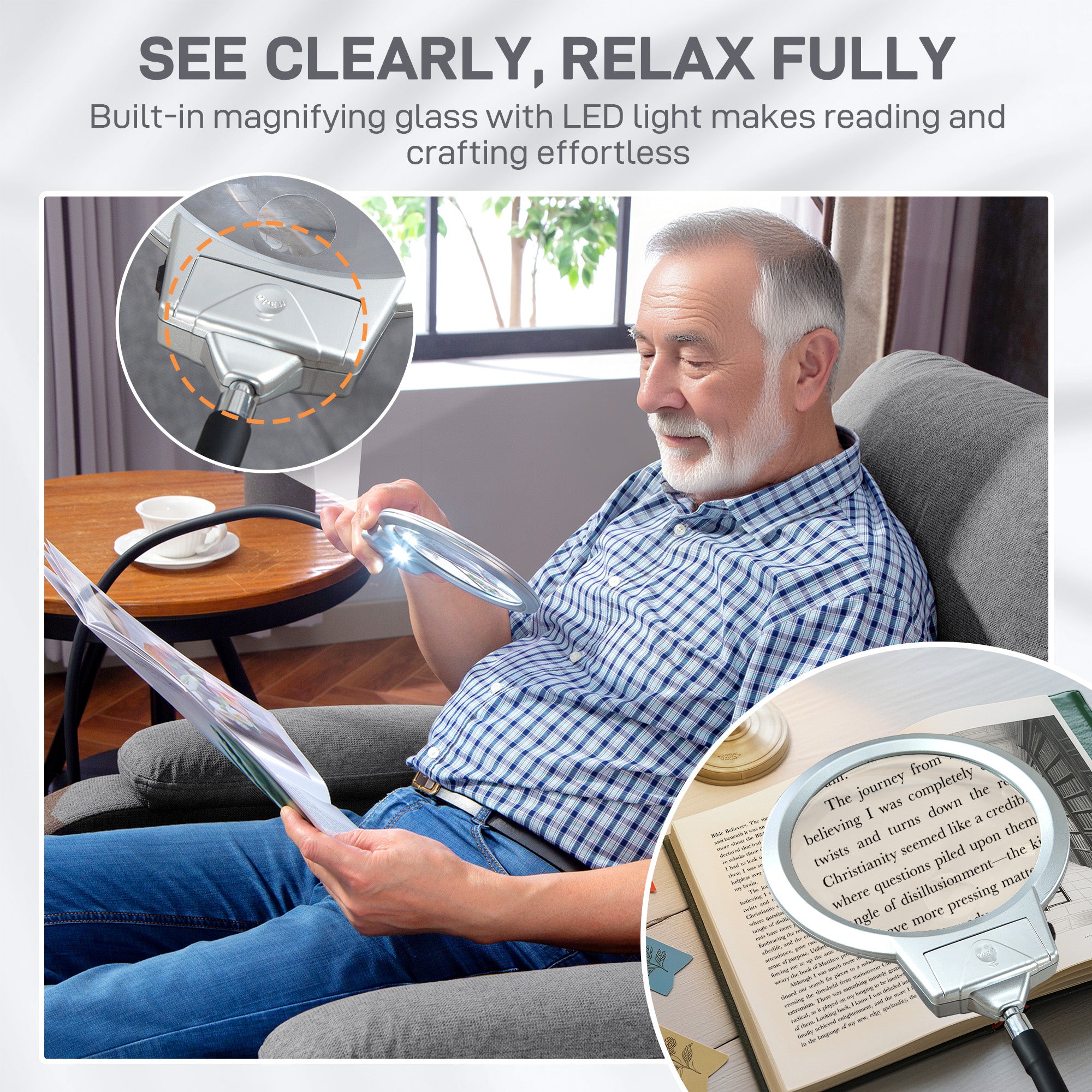 Electric Rise/Recline Armchair, with Reading Light - Grey