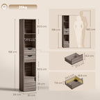 Bookcase with Drawers Adjustable Shelf Bookshelf with 2 Drawers and Cabinet 158 cm Grey