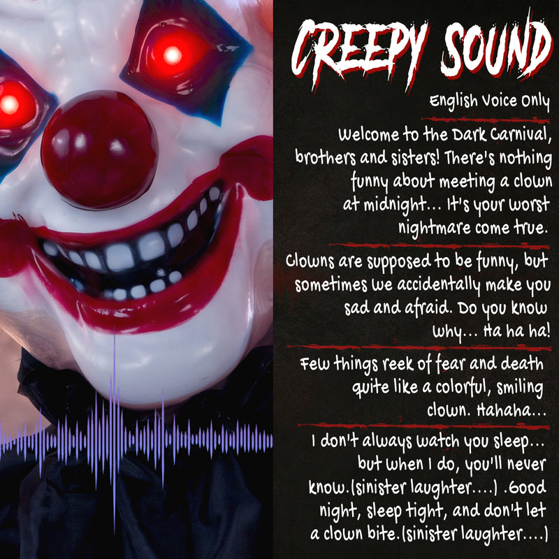 190cm Animated Clown with Moving Head, Hands & Glowing Eyes – image 7 of 9