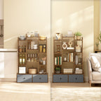 12 Shelf Storage Unit, with Drawers - Brown