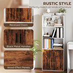 5-Tier Bookcase with Adjustable Shelf - Rustic Brown