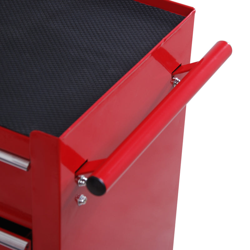 5-Drawer Lockable Rolling Steel Tool Cabinet – Red – image 7 of 9