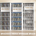 1032 CD/594 DVD Storage Unit, Blu-ray Media Storage Shelf with 24 Compartments and 18 Adjustable Shelves, White