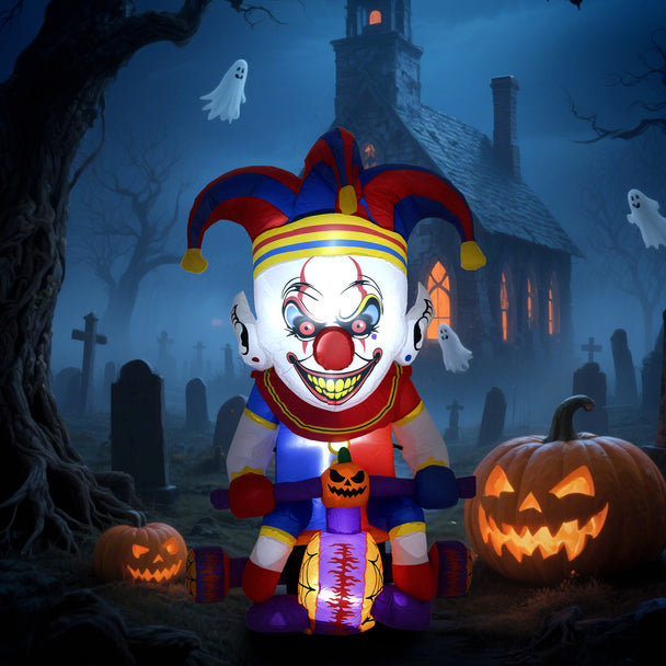 4ft Inflatable Clown on Bicycle with LED Lights – image 2 of 9