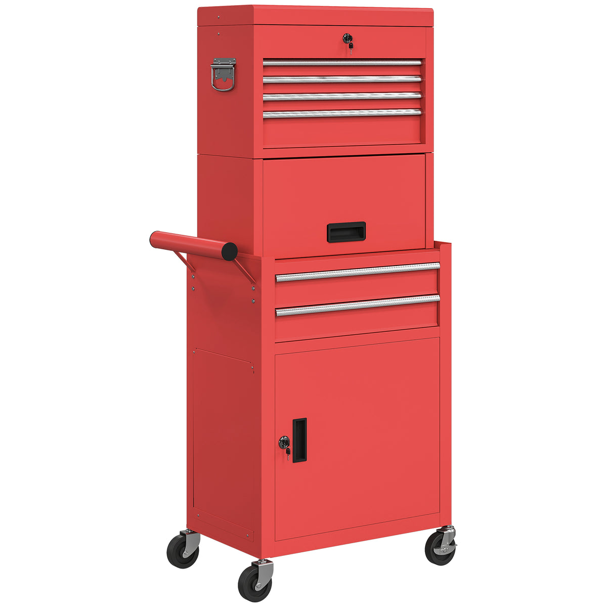 Three-Part Locking Steel Tool Chest on Wheels – Red – image 1 of 9