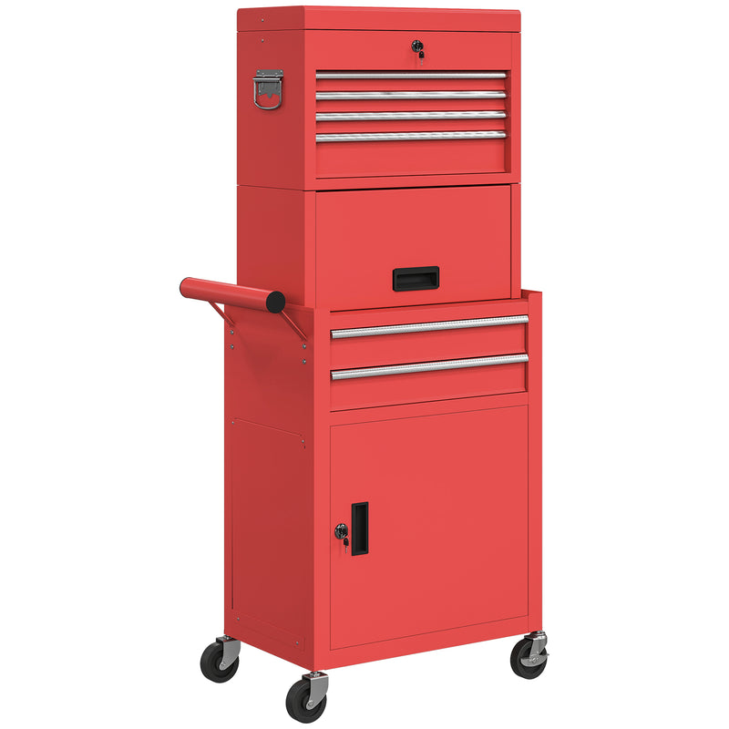 Three-Part Locking Steel Tool Chest on Wheels – Red – image 1 of 9