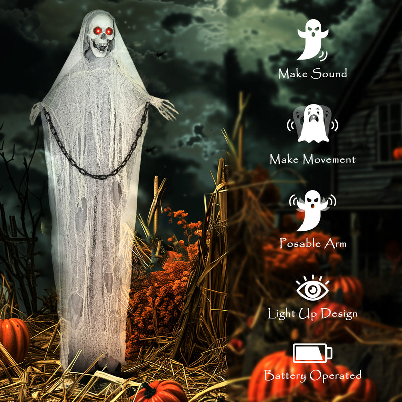 183cm Animated Grim Reaper with Glowing Eyes & Sound – image 6 of 9