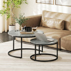 Set of Two Cement-Effect Stacking Tables - Grey