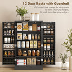 HOMCOM Freestanding Kitchen Pantry Cupboard with Adjustable Shelves & Door Racks - Black