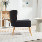 Modern Accent Chair, Fabric Living Room Chair with Rubber Wood Legs and Thick Padding, Black