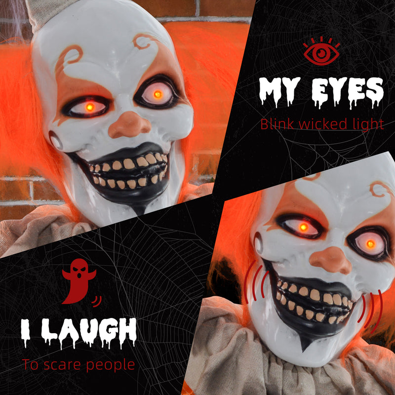183cm Animated Orange Clown with Glowing Eyes & Sound – image 5 of 9