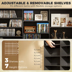1032 CD/594 DVD Storage Unit, Blu-ray Media Storage Shelf with 24 Compartments and 18 Adjustable Shelves, Black