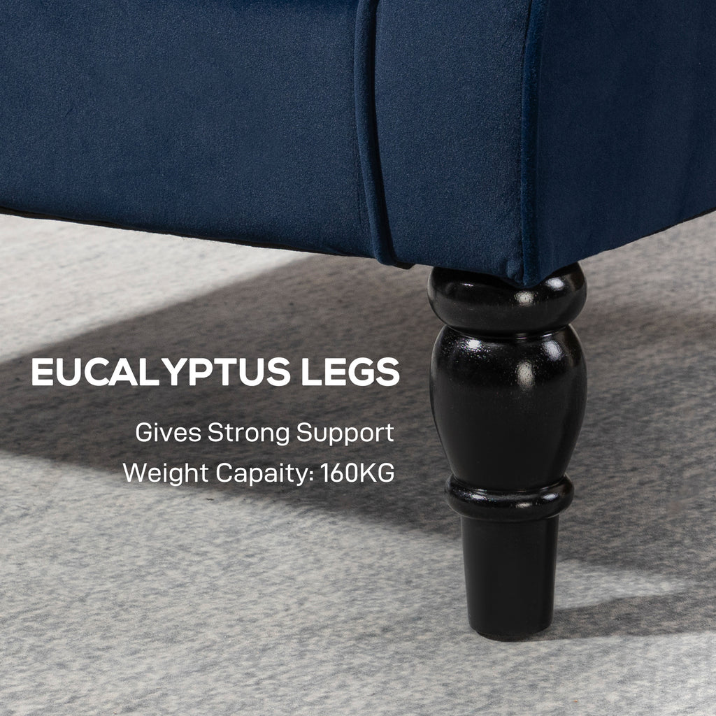 Wingback Accent Chair, Retro Upholstered Button Tufted Occasional Chair for Living Room and Bedroom, Dark Blue
