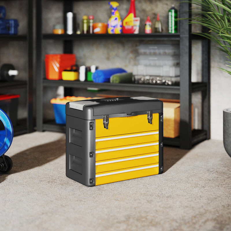 4-Drawer Portable Tool Box with Top Tray & Parts Boxes – Yellow – image 9 of 9