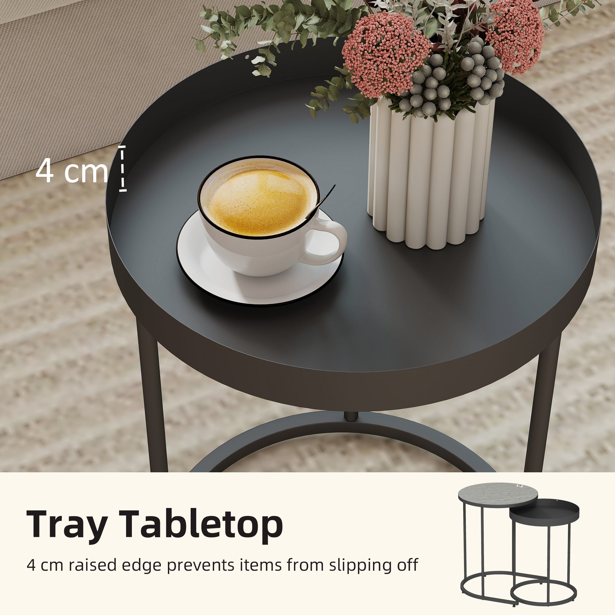 Set of Two Industrial Nesting Tables - Grey