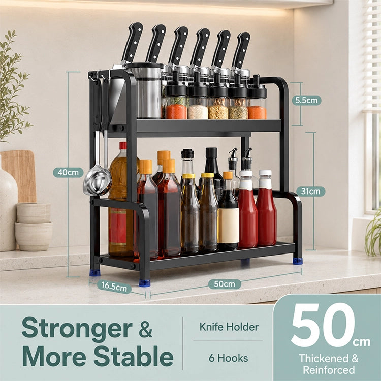 Multifunctional Kitchen Organizer Rack with Spice Shelves