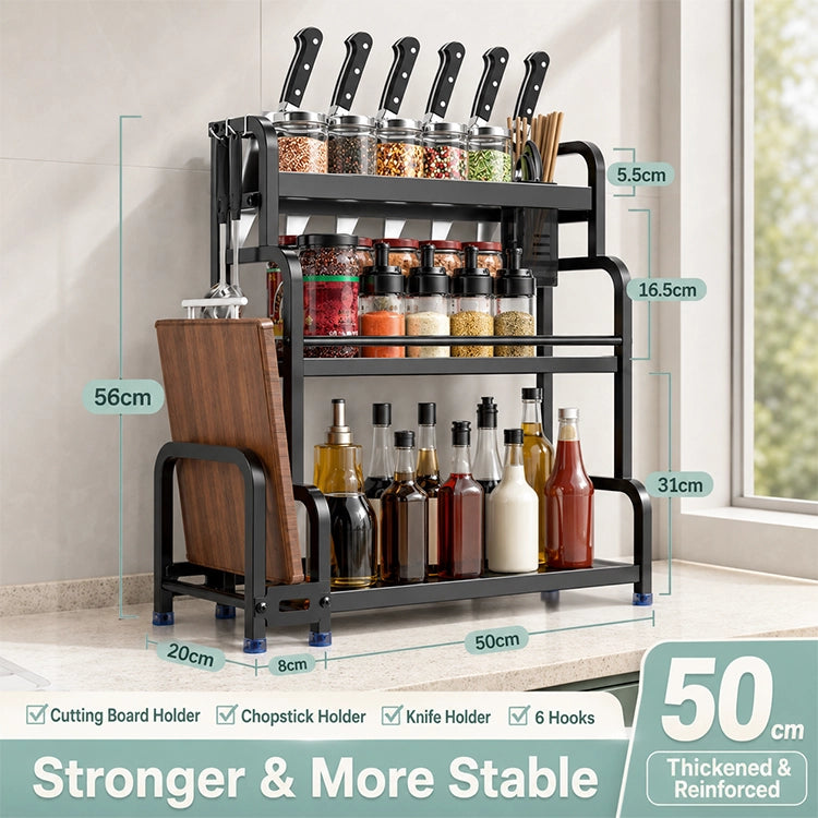 Multifunctional Kitchen Organizer Rack with Spice Shelves