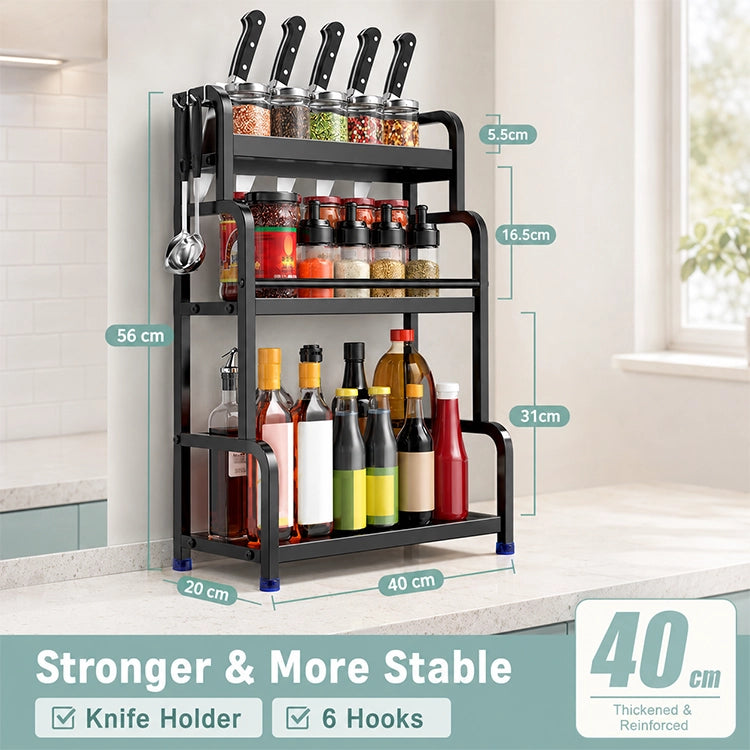 Multifunctional Kitchen Organizer Rack with Spice Shelves
