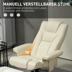 Faux Leather Manual Recliner and Footstool Set - Cream White
