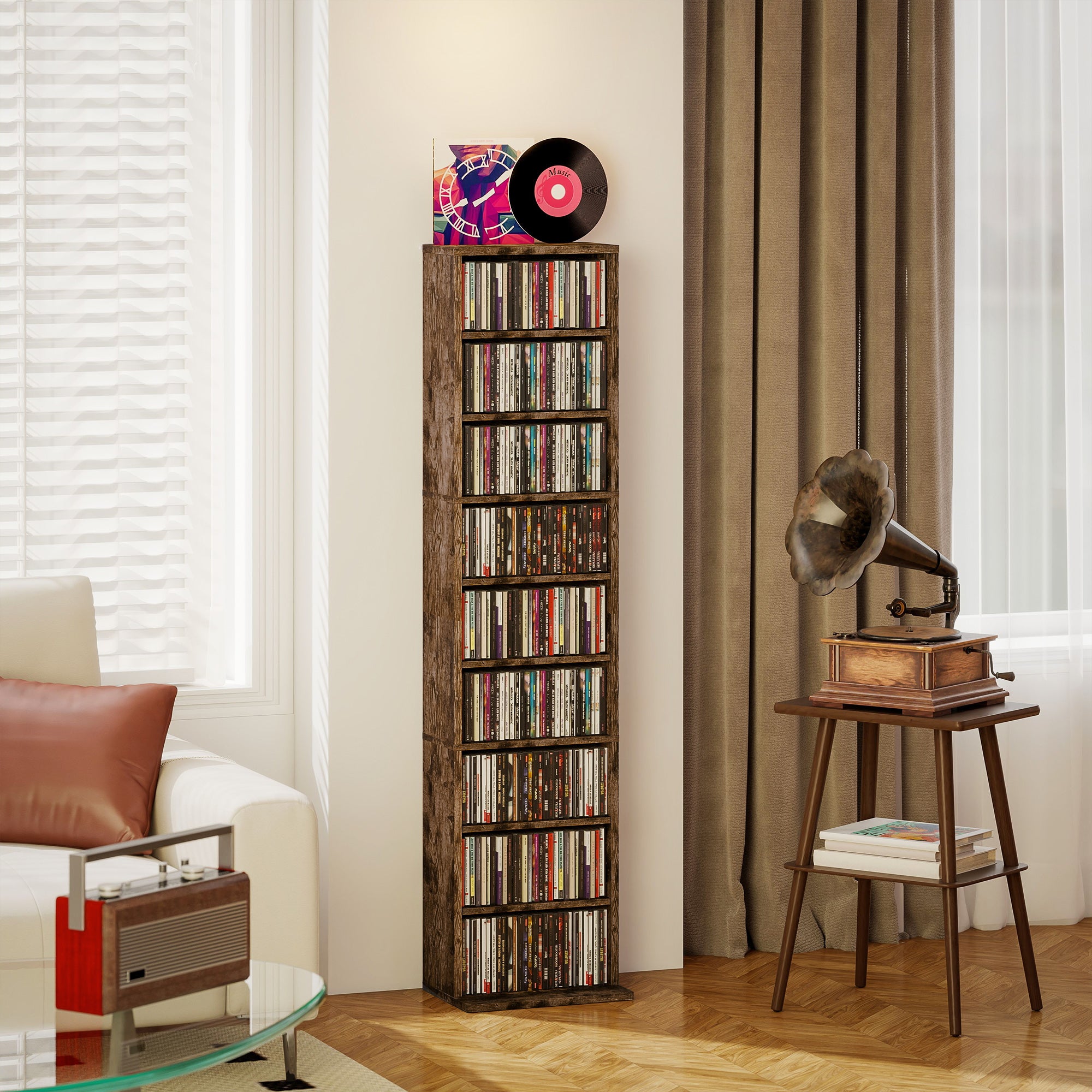 260 Narrow CD Storage Unit - Rustic Brown