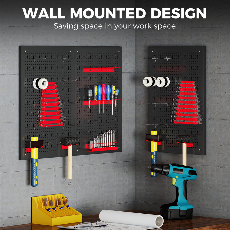28-Piece Wall-Mounted Tool Pegboard Set with 3 Panels – Black/Red – image 6 of 9