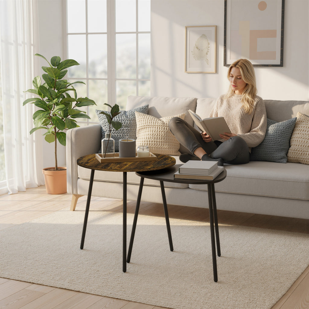 Nesting Side Table Set of 2 - Rustic Brown