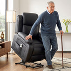 Riser and Recliner Chair with Vibration Massage, PU Leather Power Lift Chair for Elderly, Black