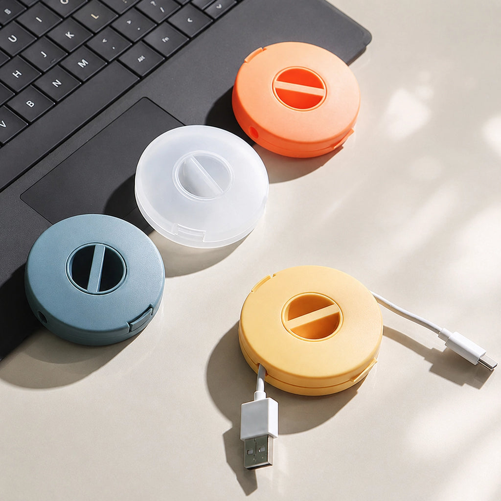 Portable Cable Storage Box for Travel and Office Use