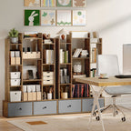 12 Shelf Storage Unit, with Drawers - Brown