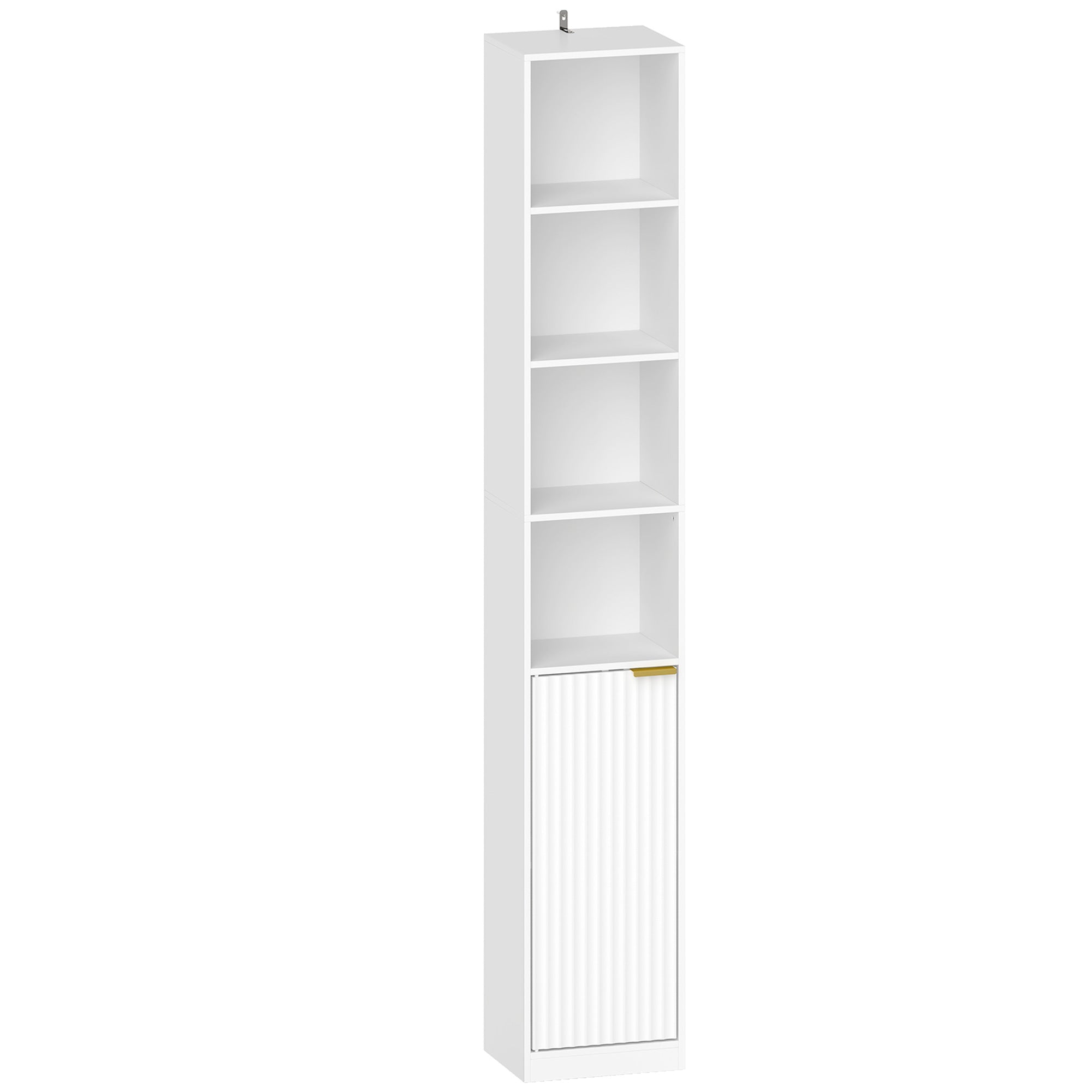 Bookcase Adjustable Shelf Bookshelf Anti-Tip Hardware 6-Tier Storage Cabinet White Wood Effect