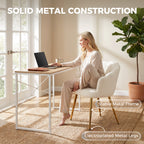 Lounge Chair Petal-Back Armchair Metal Metal Legs for Living Room Bedroom Cream