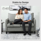 Faux Leather Marble-Effect Two-Seater Sofa - Grey