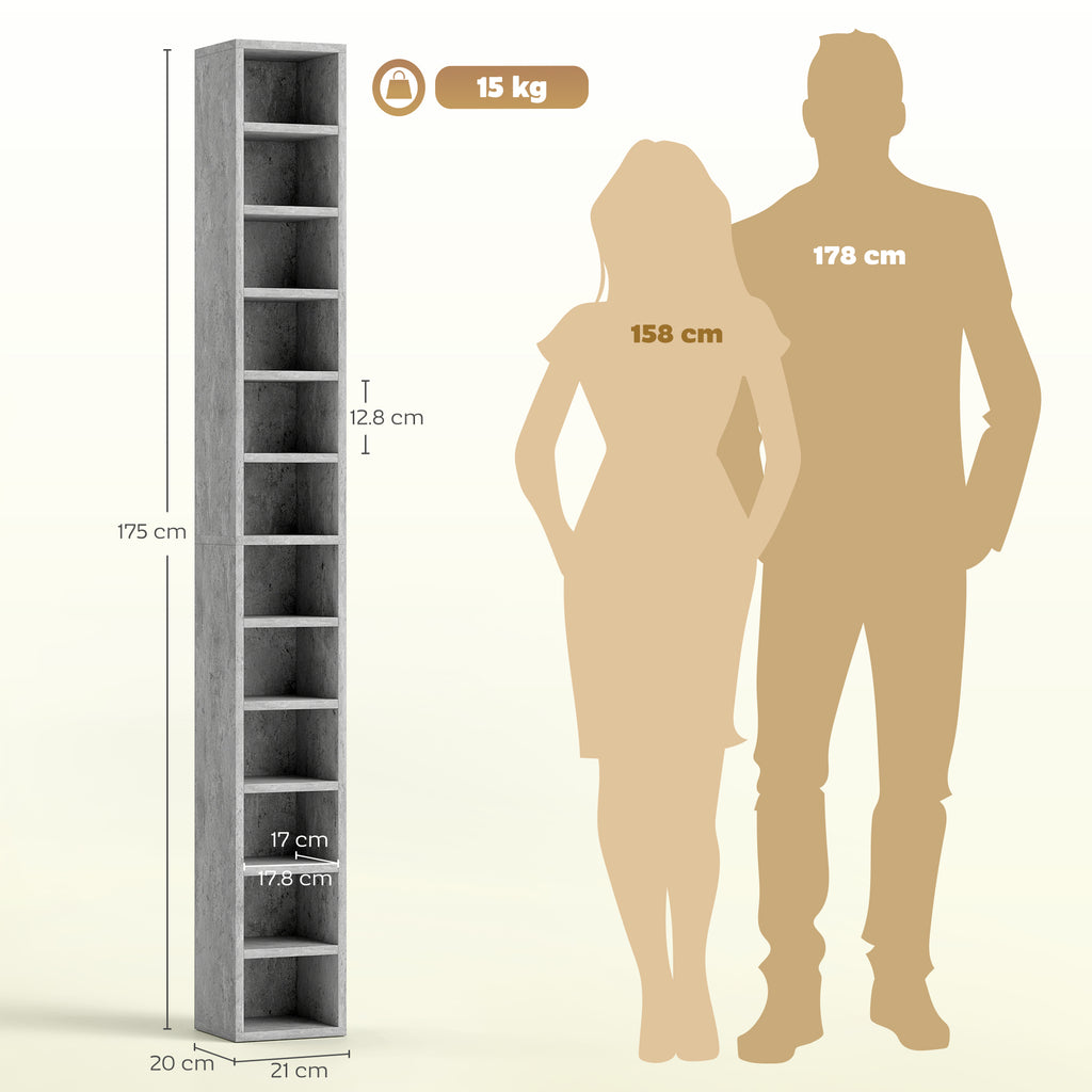 204 CD Tall Narrow Media Storage Tower - Cement Grey