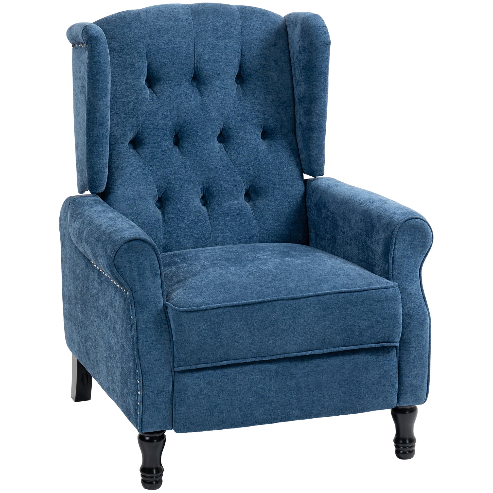 150Â° Reclining Vintage Armchair, with footrest, Royal Blue