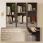 Bookcase with Drawers Adjustable Shelf Bookshelf with 2 Drawers and Cabinet 158 cm Grey